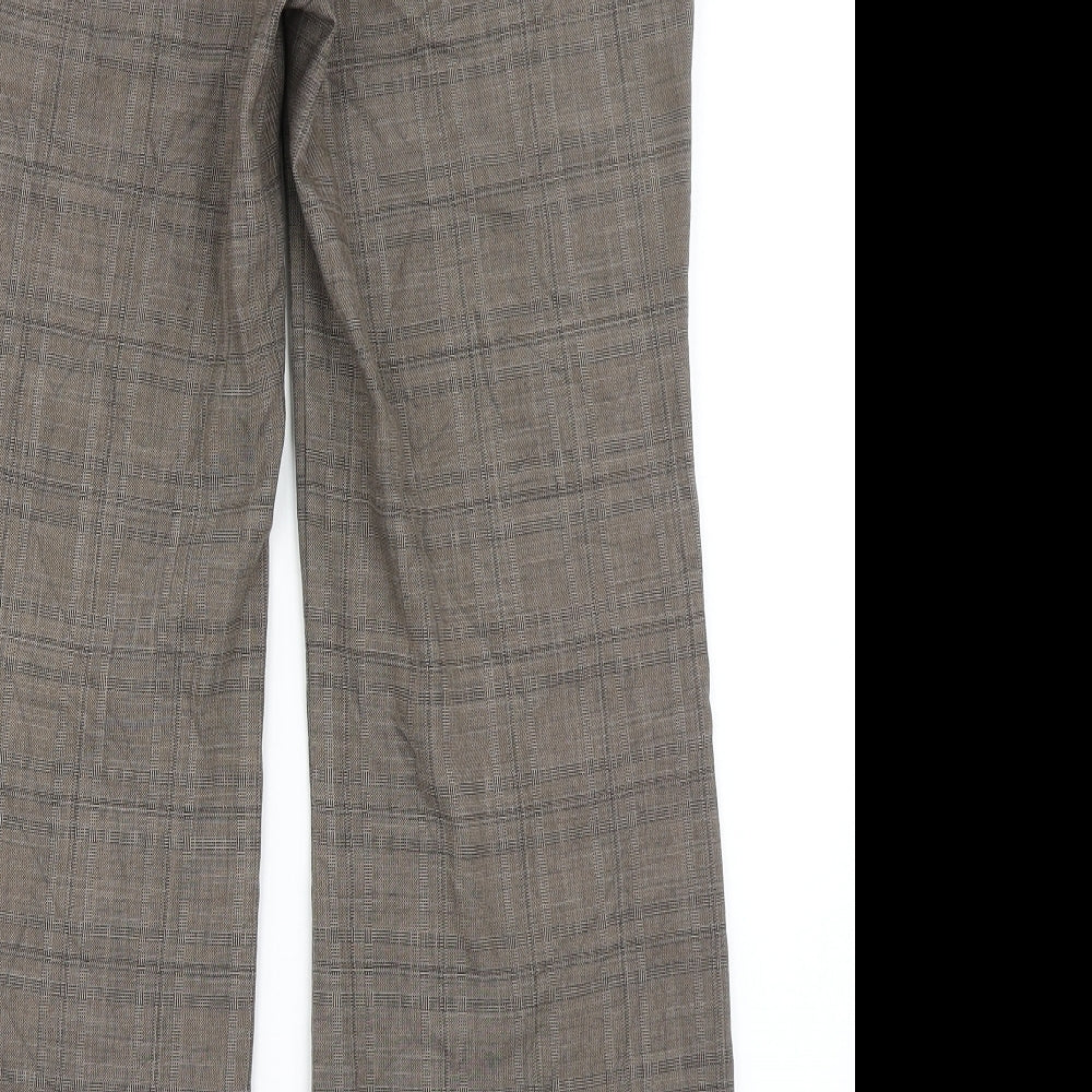 NEXT Womens Brown Check Polyester Sweatpants Trousers Size 10 L26.5 in Regular Zip