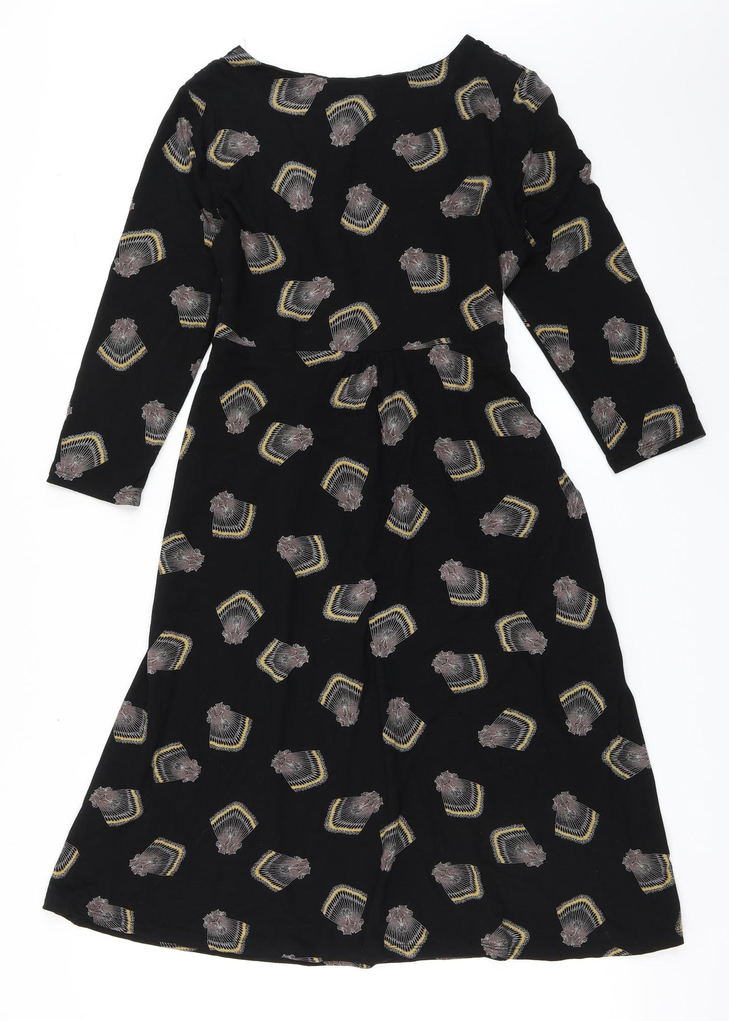 Monsoon Womens Black  Viscose Fit & Flare  Size 12  V-Neck Pullover