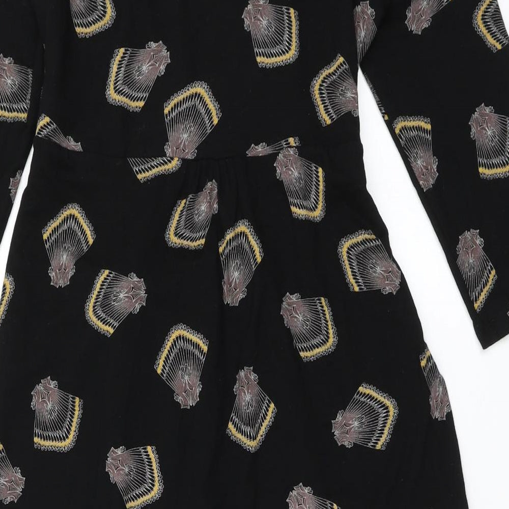 Monsoon Womens Black  Viscose Fit & Flare  Size 12  V-Neck Pullover