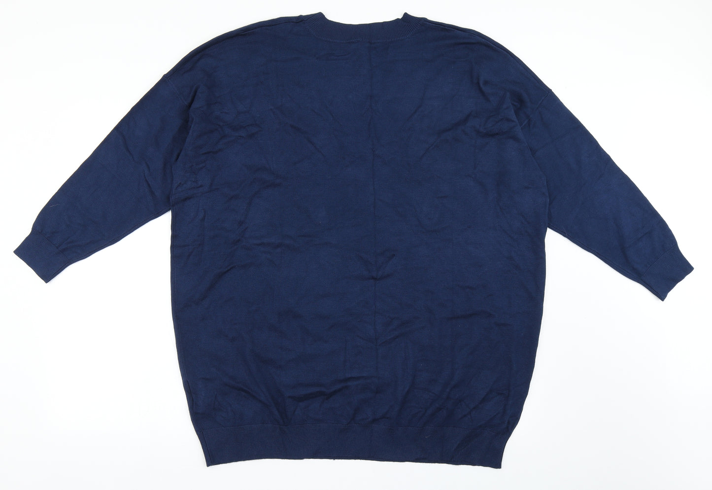 Capsule Womens Blue V-Neck  Viscose Pullover Jumper Size 24   - Loose Fit