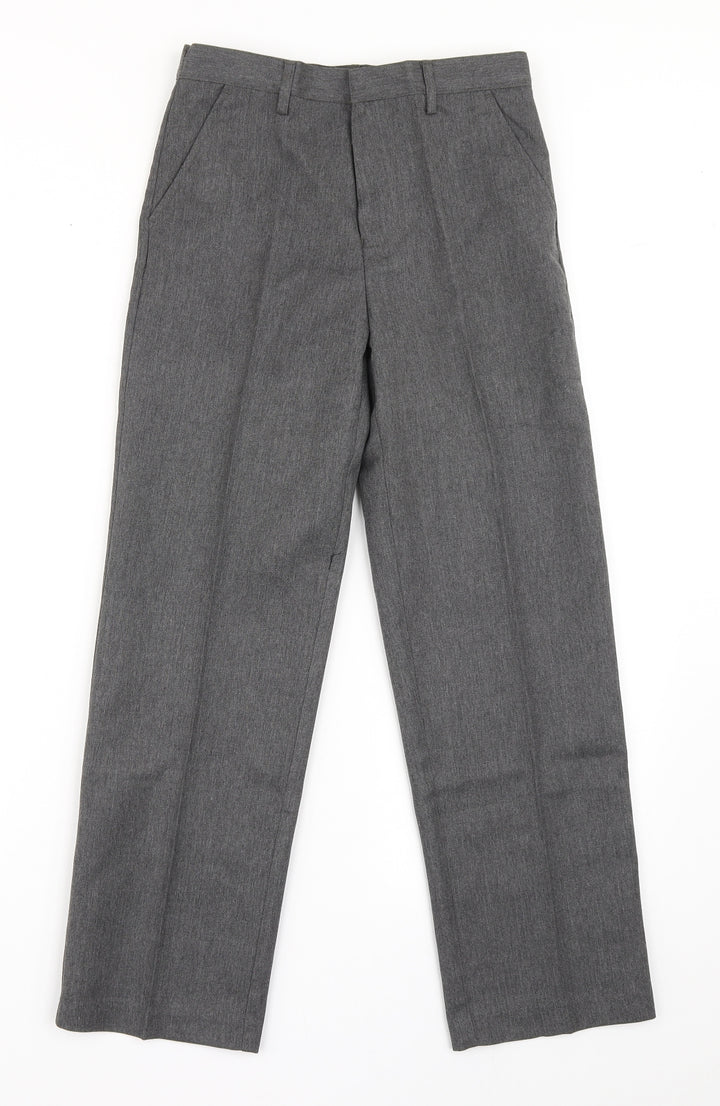 Top Class Boys Grey  Polyester Dress Pants Trousers Size 10 Years  Regular Zip - School Wear