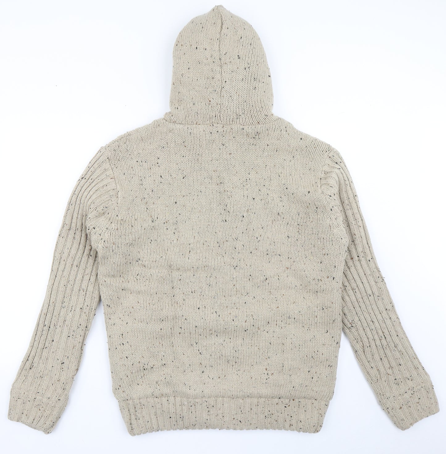 Brave Soul Mens Beige Round Neck  Polyester Cardigan Jumper Size L