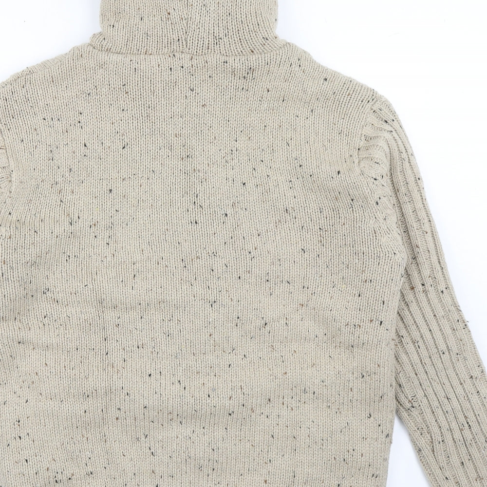 Brave Soul Mens Beige Round Neck  Polyester Cardigan Jumper Size L