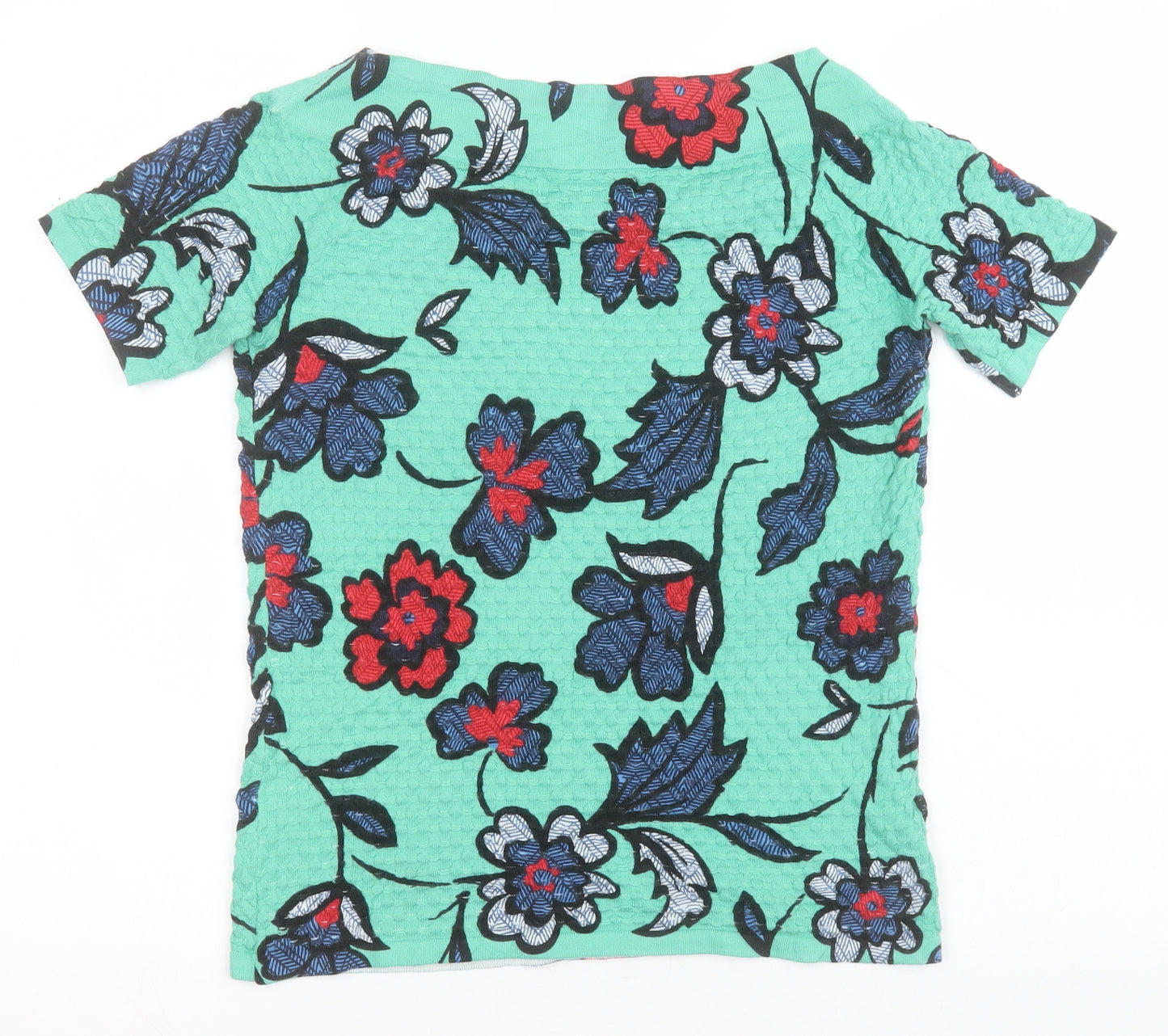 NEXT Womens Multicoloured Floral Cotton Basic T-Shirt Size 8 Boat Neck - Green, red and blue floral print
