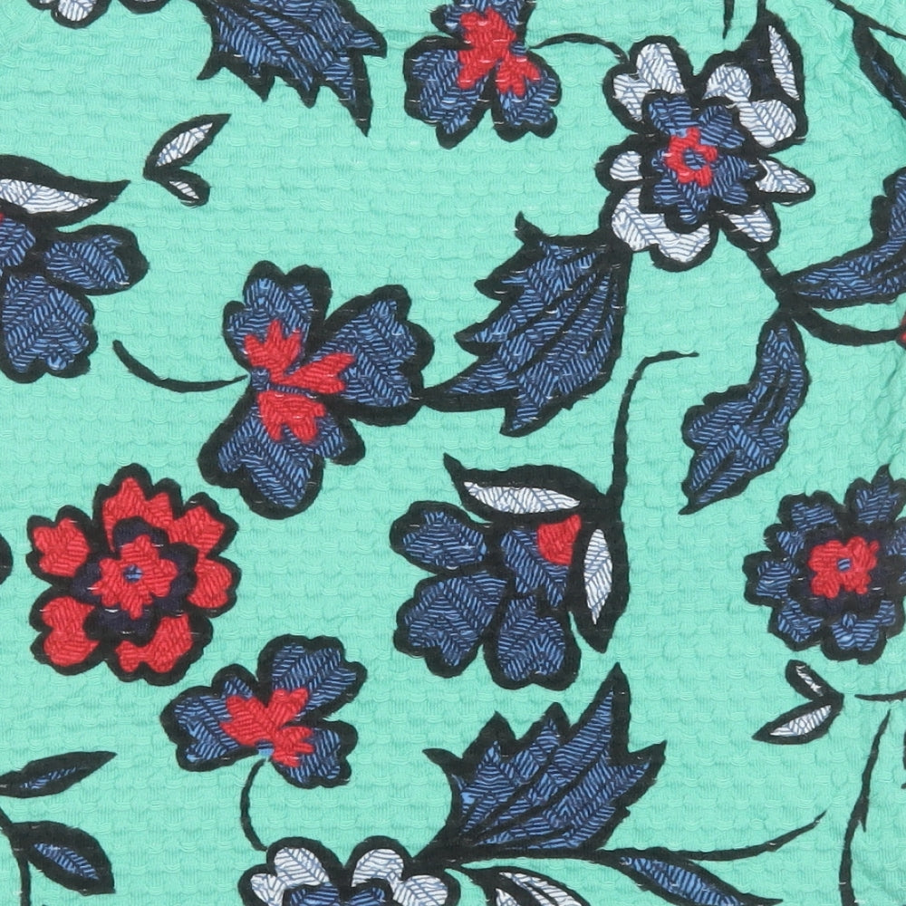 NEXT Womens Multicoloured Floral Cotton Basic T-Shirt Size 8 Boat Neck - Green, red and blue floral print