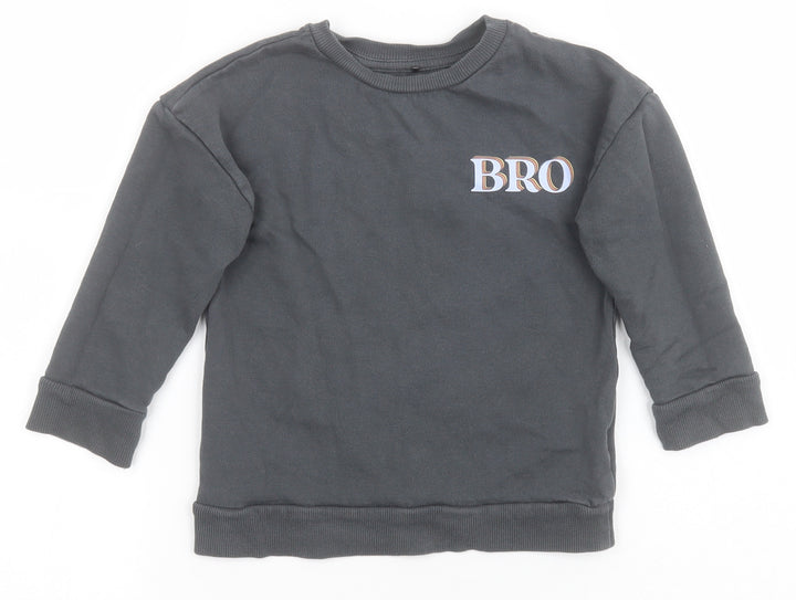 George Boys Grey Cotton Pullover Sweatshirt Size 2-3 Years - Multi-coloured BRO print