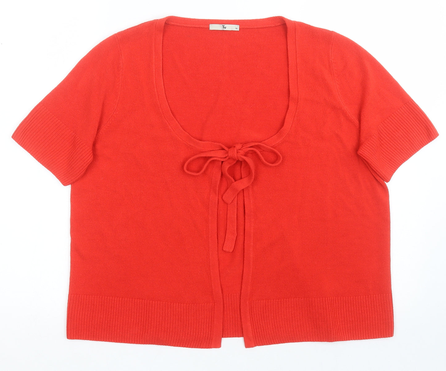 TU Womens Red Round Neck  Acrylic Wrap Jumper Size 18   - Tie neck