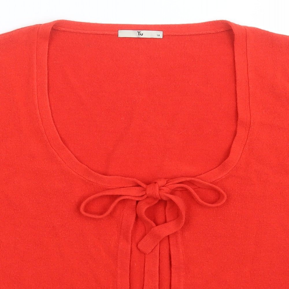 TU Womens Red Round Neck  Acrylic Wrap Jumper Size 18   - Tie neck