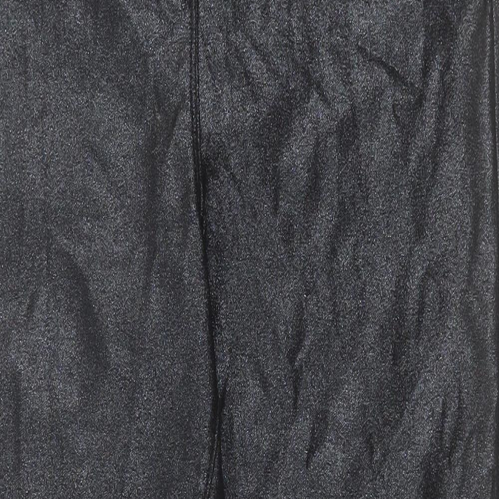 Papaya Womens Black  Viscose Skinny Jeans Size 14 L26 in Regular Zip - Leather look