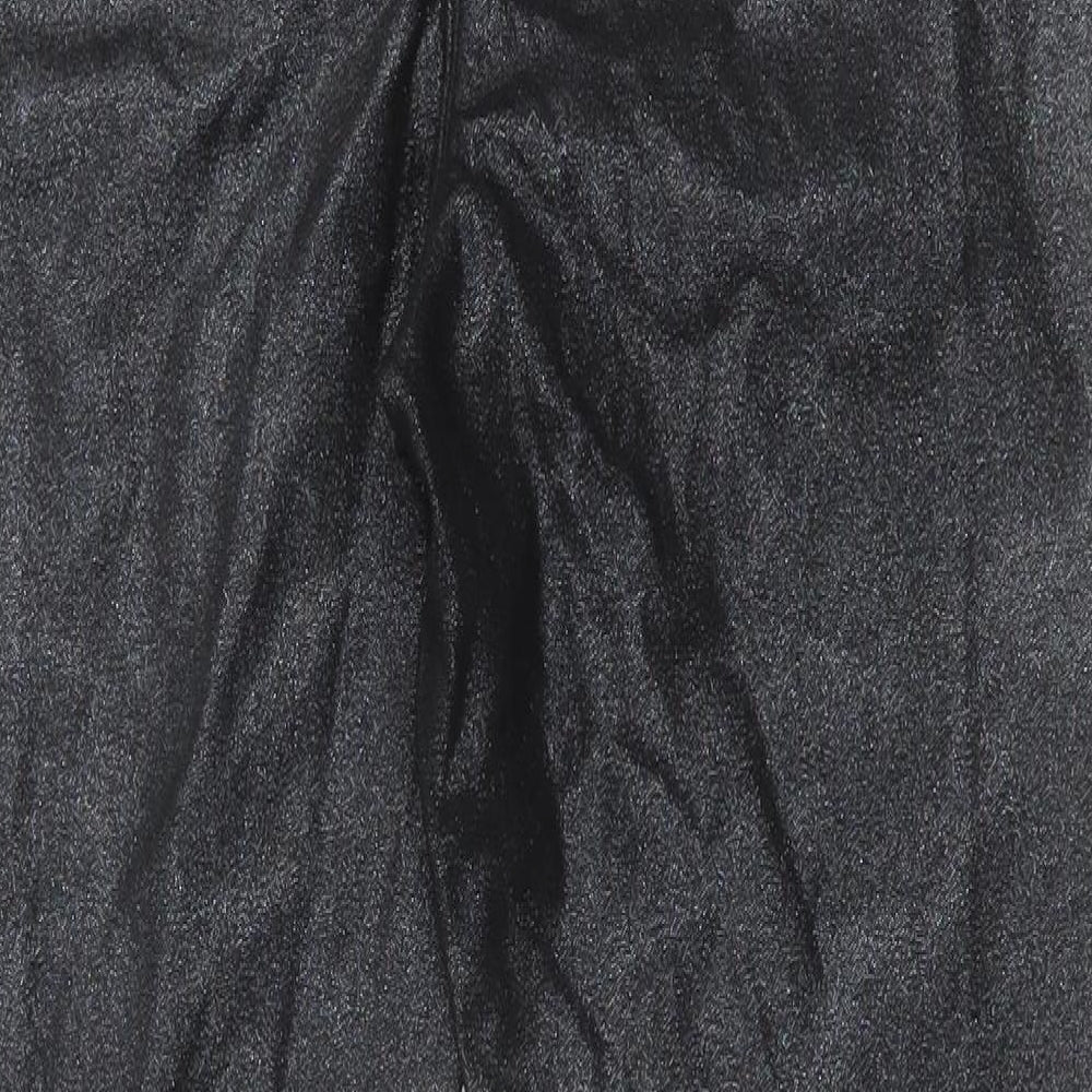 Papaya Womens Black  Viscose Skinny Jeans Size 14 L26 in Regular Zip - Leather look