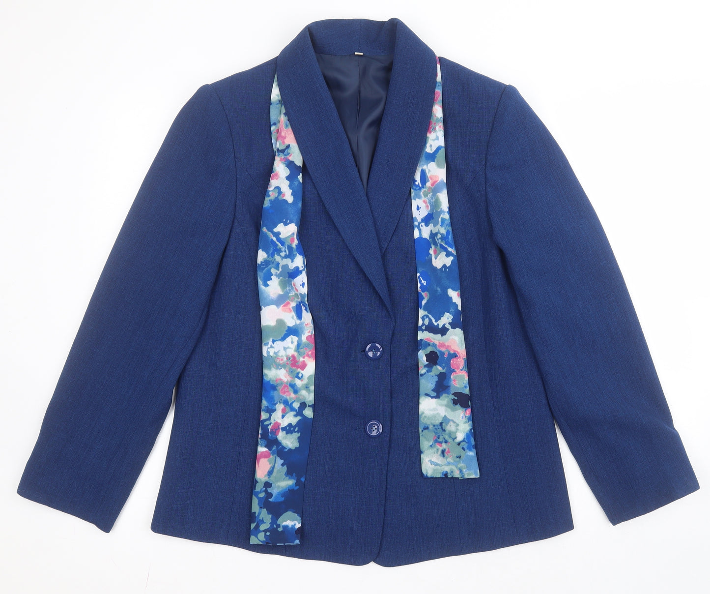 Honor Milburn Womens Blue  100% Polyester Jacket Blazer Size 14   - Detachable floral scarf