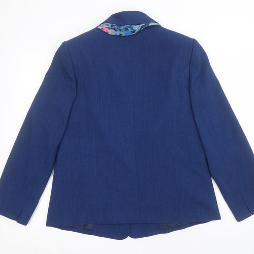 Honor Milburn Womens Blue  100% Polyester Jacket Blazer Size 14   - Detachable floral scarf