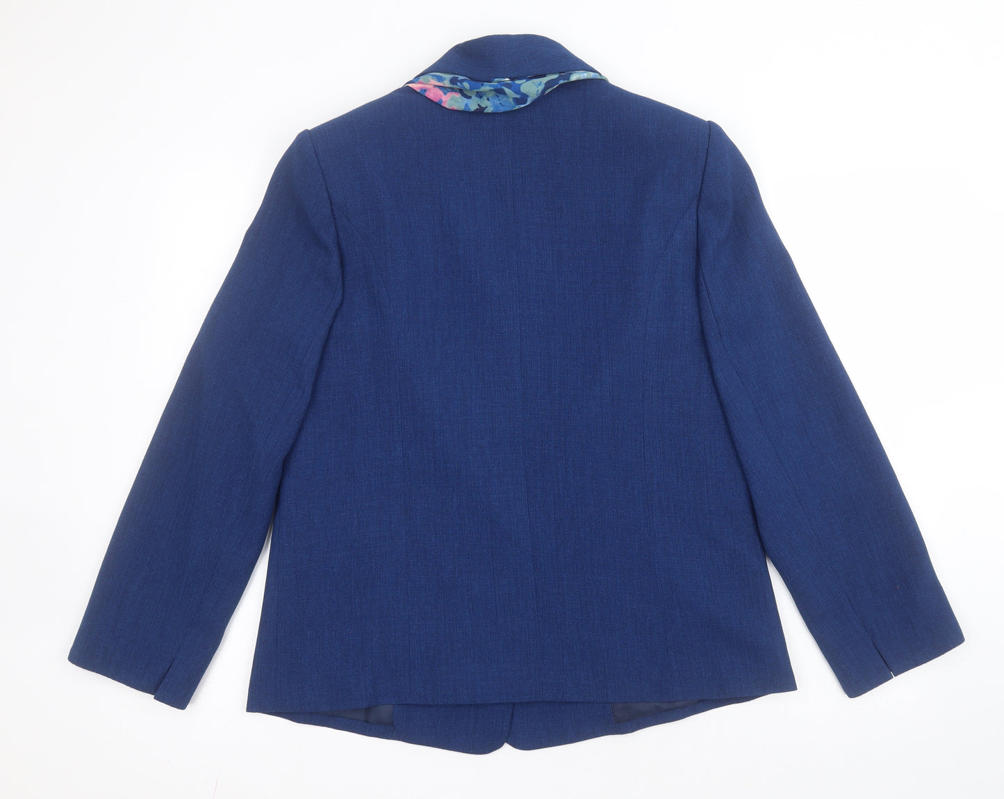 Honor Milburn Womens Blue  100% Polyester Jacket Blazer Size 14   - Detachable floral scarf