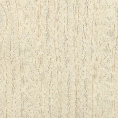 British Wool Naturally Womens Beige Round Neck  100% Wool Cardigan Jumper Size S   - Button down