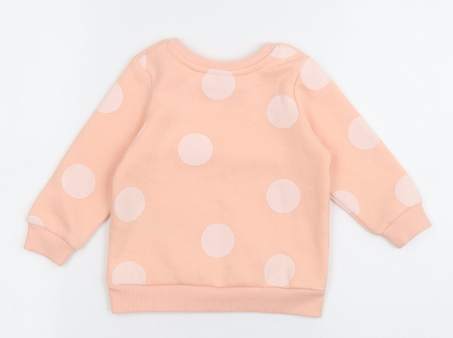Primark  Pink Polka Dot Cotton Pullover Jumper Size 12-18 Months   - White polka dot