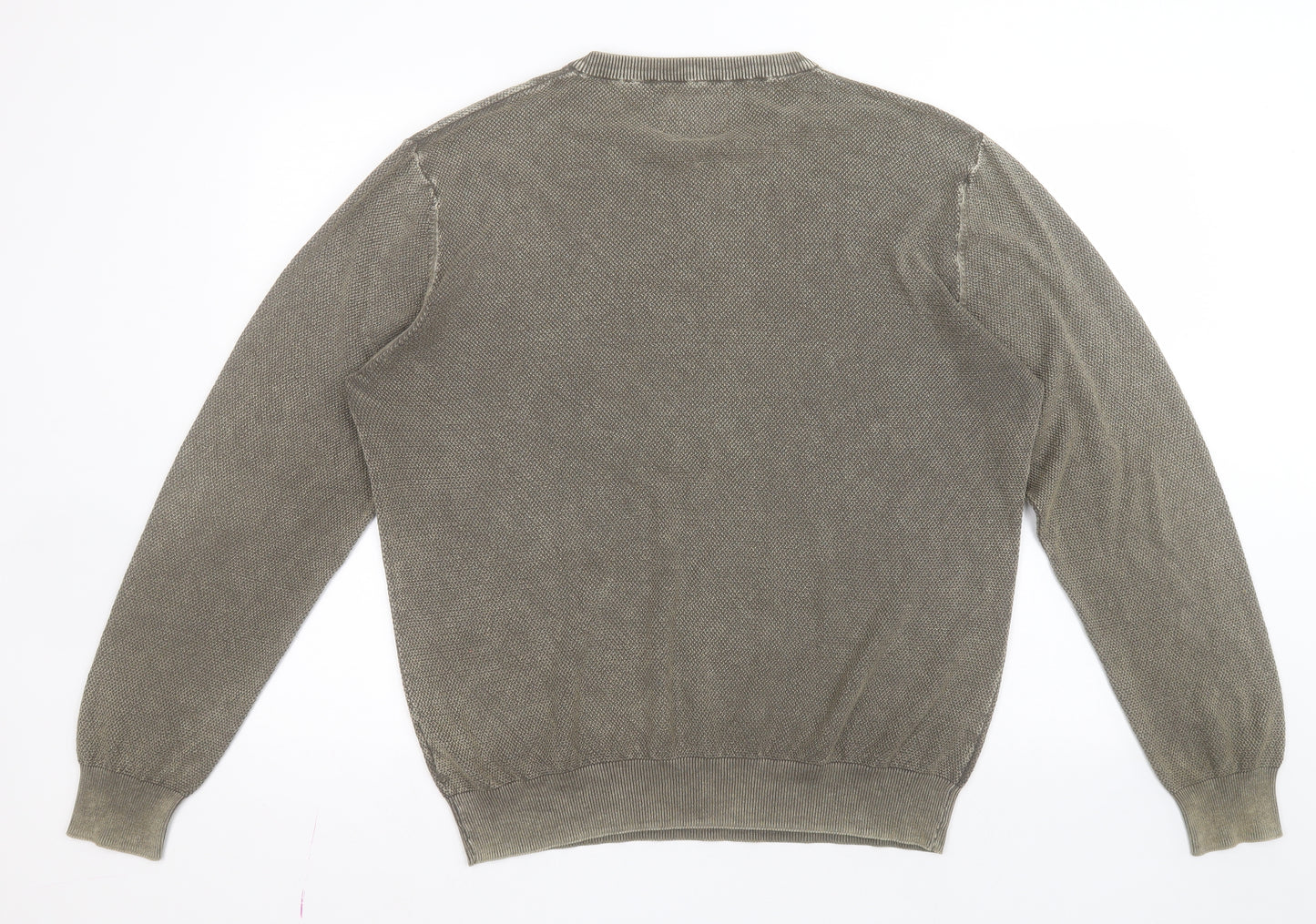 Mantaray Mens Green Round Neck  Cotton Pullover Jumper Size M