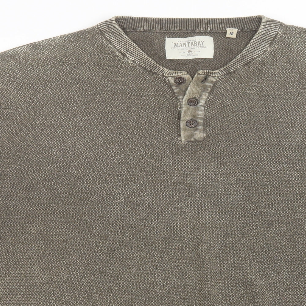 Mantaray Mens Green Round Neck  Cotton Pullover Jumper Size M