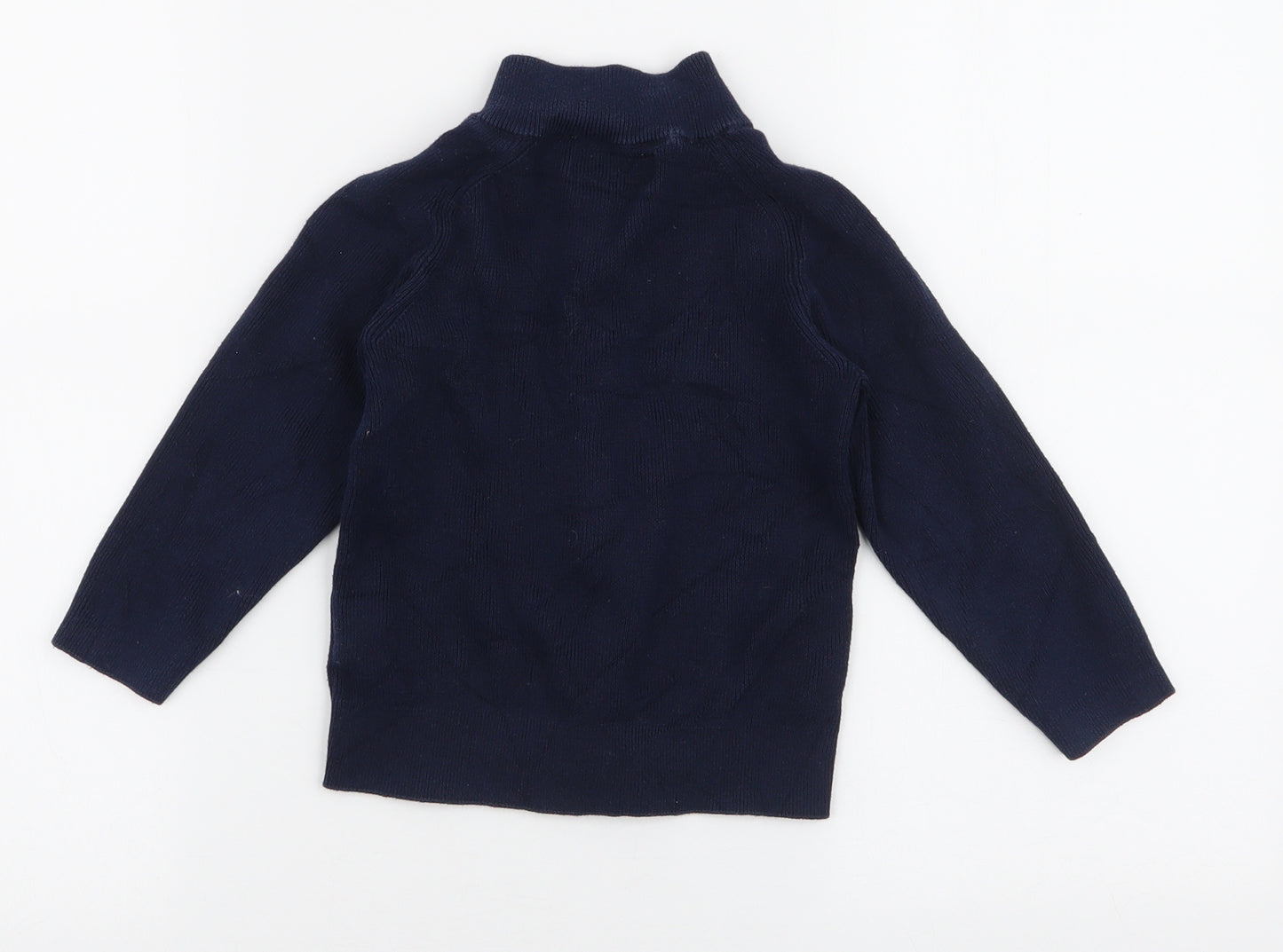 NEXT Boys Blue High Neck  100% Cotton Cardigan Jumper Size 3 Years  Zip