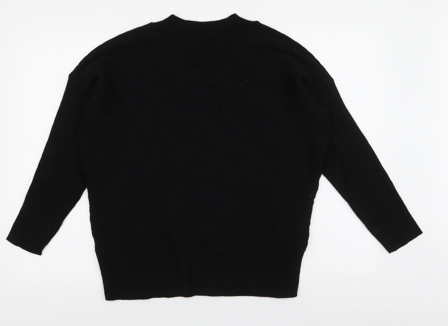 F&F Womens Black V-Neck  Viscose Pullover Jumper Size 14