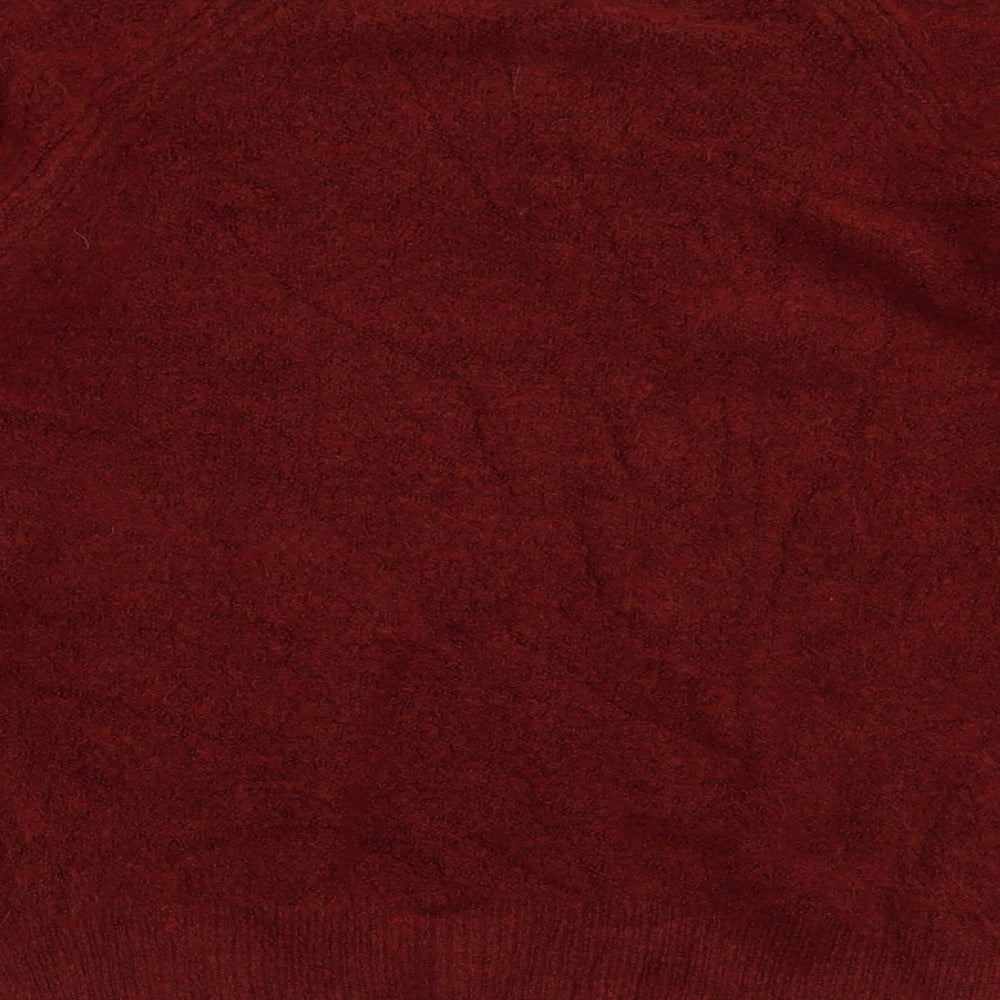 F&F Womens Orange V-Neck  Acrylic Pullover Jumper Size 8