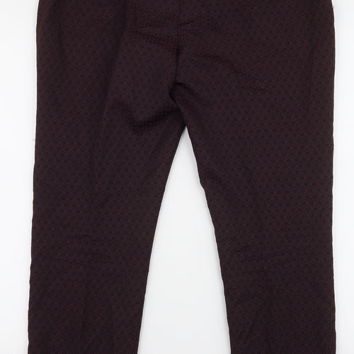 Miss Selfridge Womens Purple Geometric Polyester Trousers  Size 14 L27 in Regular Zip