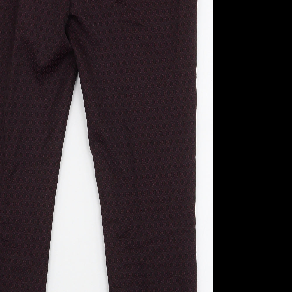 Miss Selfridge Womens Purple Geometric Polyester Trousers  Size 14 L27 in Regular Zip