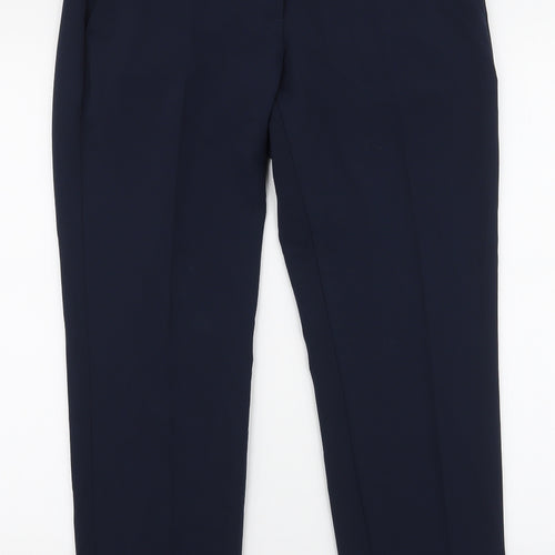 United Colors of Benetton Womens Blue  Polyester Trousers  Size 14 L28 in Slim Zip