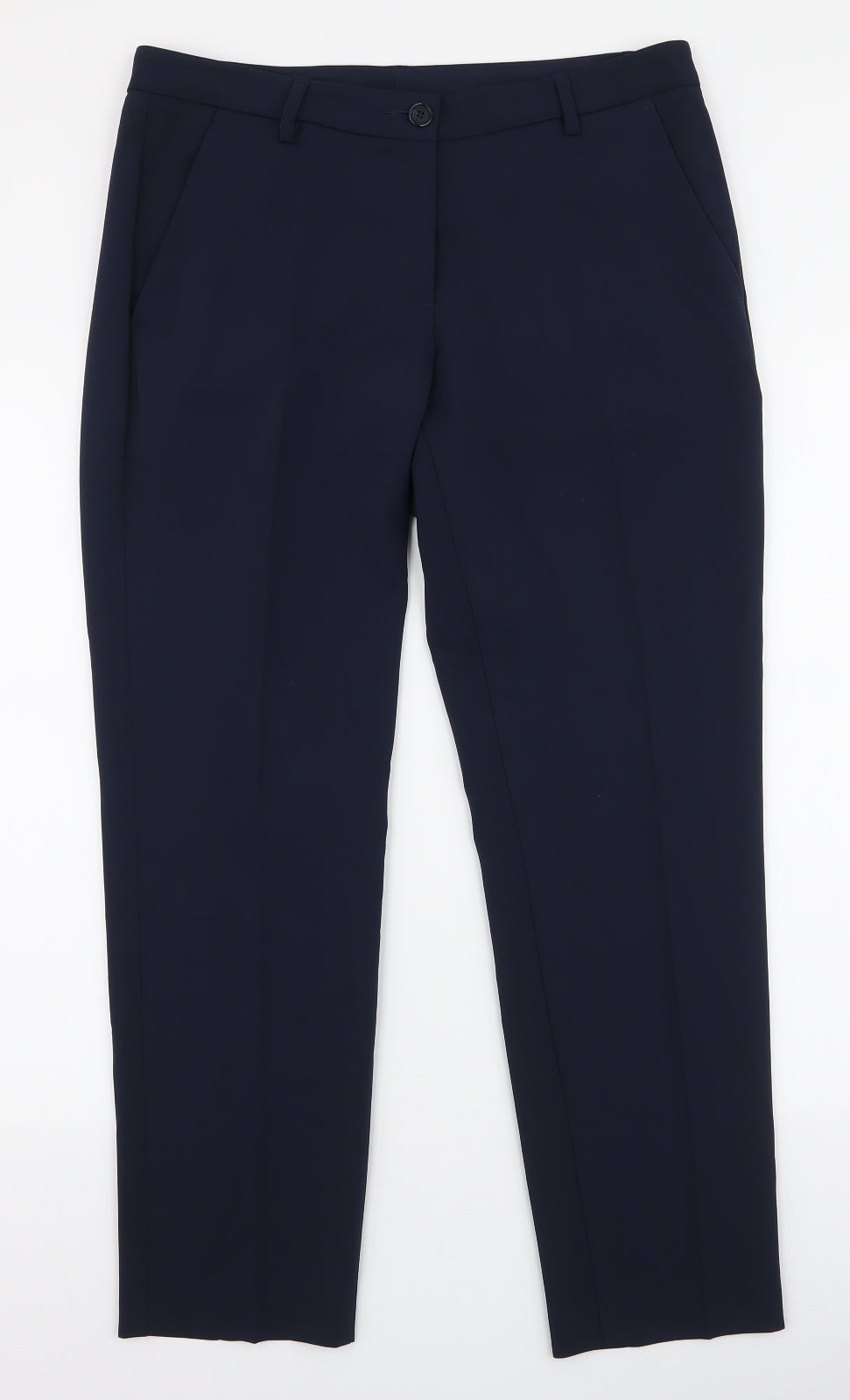 United Colors of Benetton Womens Blue  Polyester Trousers  Size 14 L28 in Slim Zip