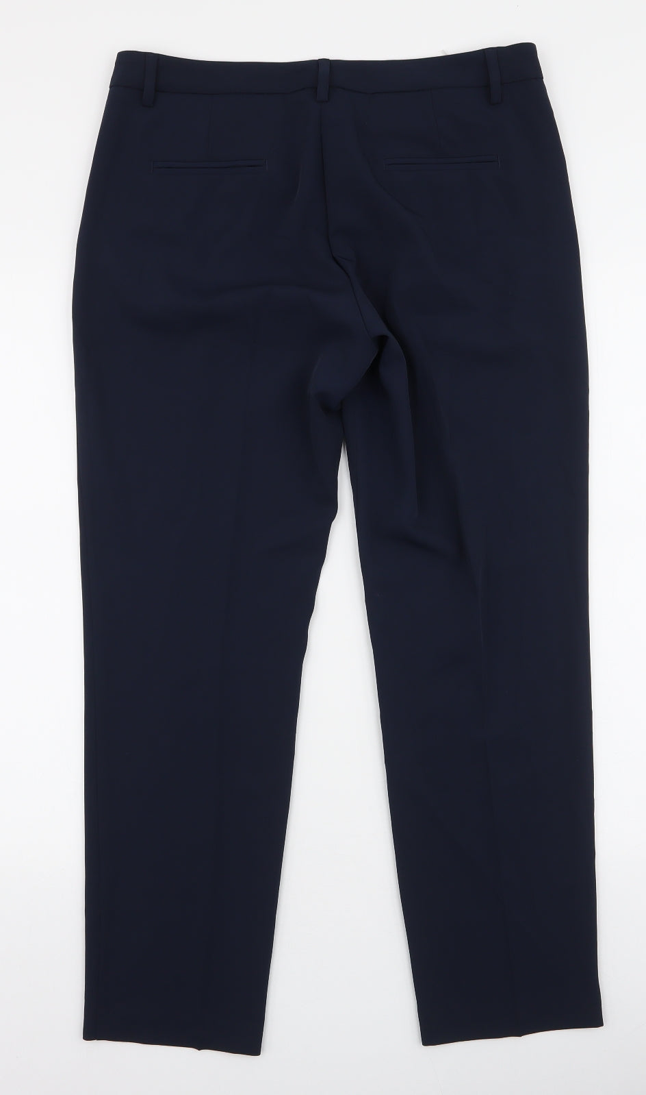 United Colors of Benetton Womens Blue  Polyester Trousers  Size 14 L28 in Slim Zip
