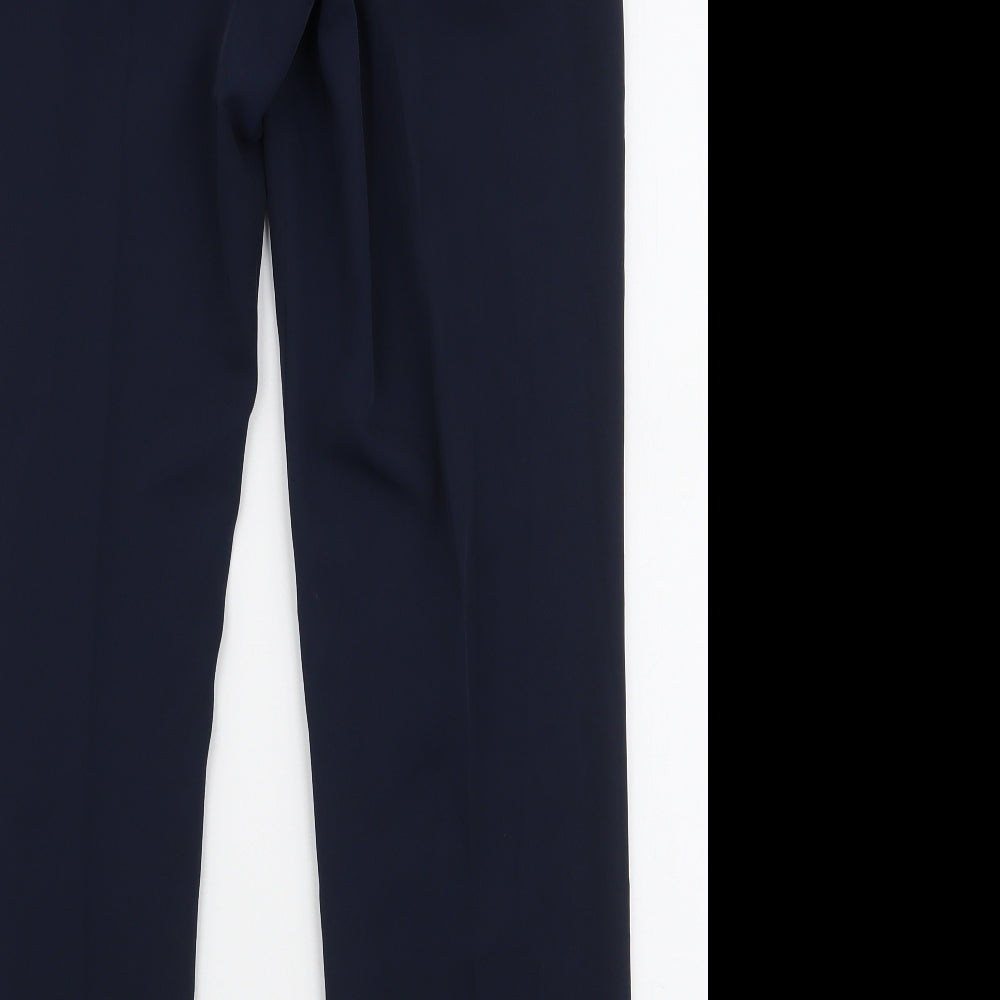 United Colors of Benetton Womens Blue  Polyester Trousers  Size 14 L28 in Slim Zip