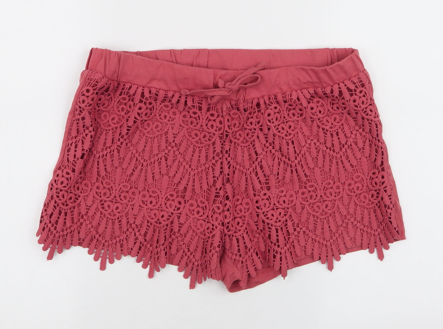 Primark Womens Orange  100% Cotton Sweat Shorts Size 12 L3 in Regular Drawstring