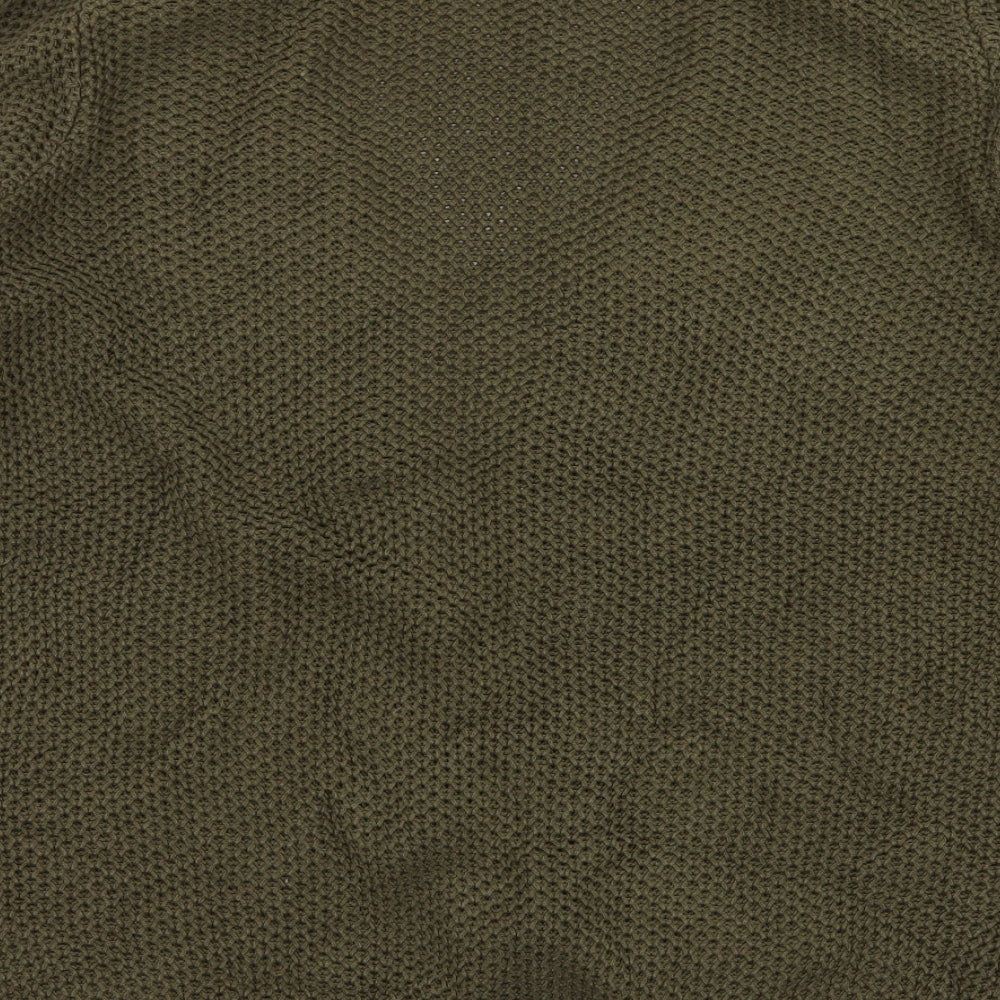 Mango Womens Green V-Neck  Cotton Cardigan Jumper Size L