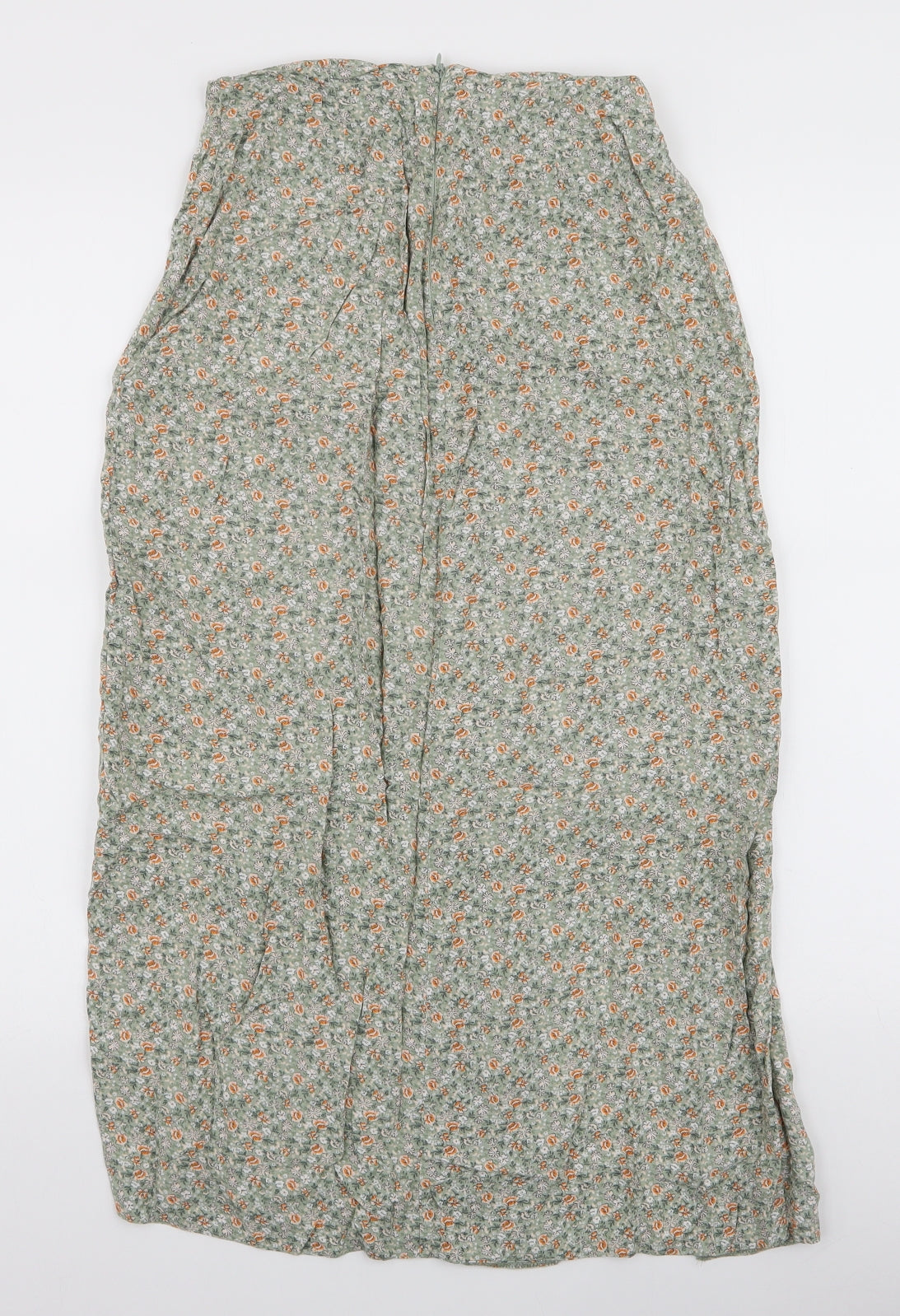 Primark Womens Green Floral Viscose Maxi Skirt Size 6   Zip