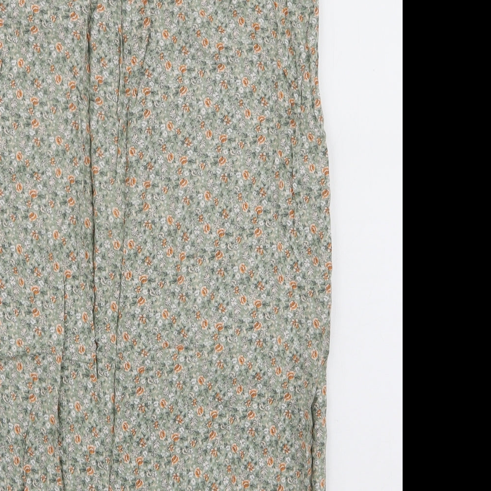 Primark Womens Green Floral Viscose Maxi Skirt Size 6   Zip