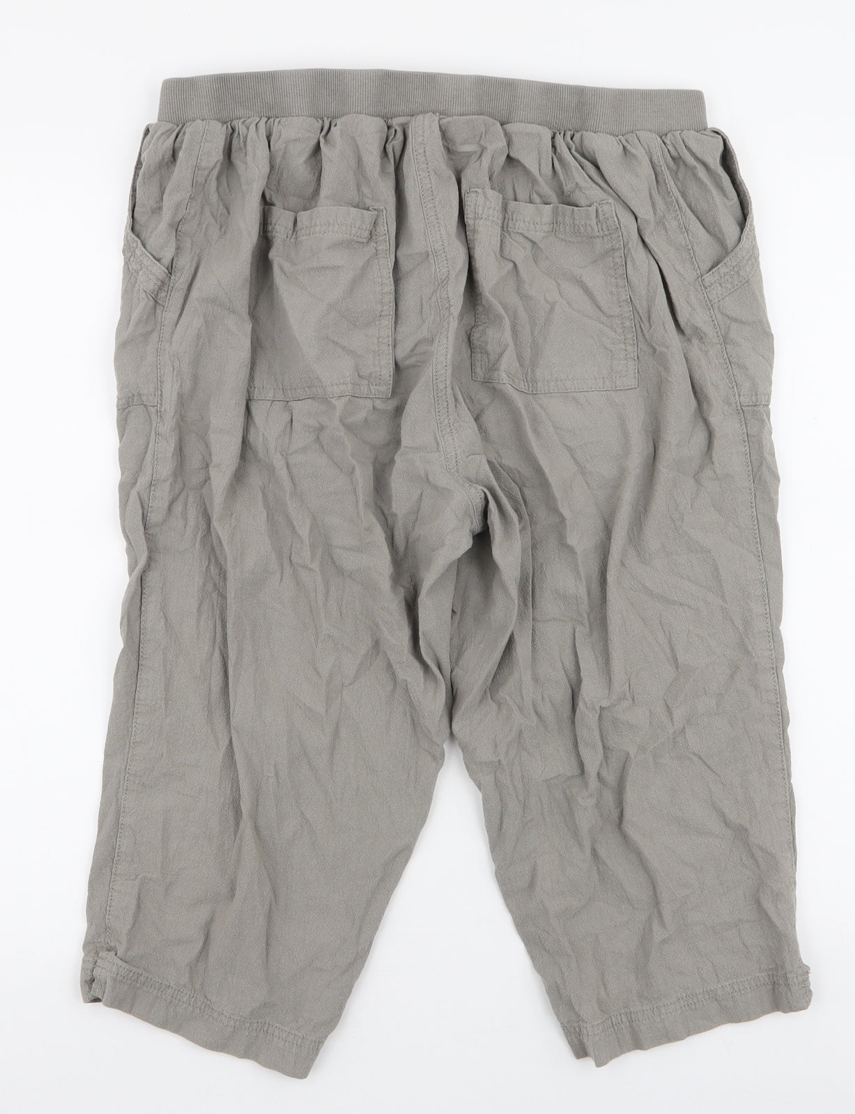 Yours Womens Green  Cotton Capri Trousers Size 16 L20 in Regular Drawstring