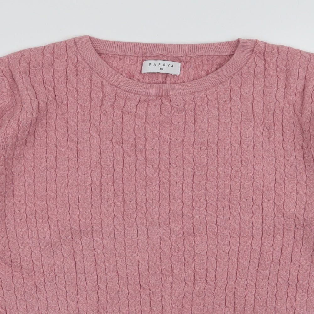 Papaya Womens Pink Round Neck  Viscose Pullover Jumper Size 16