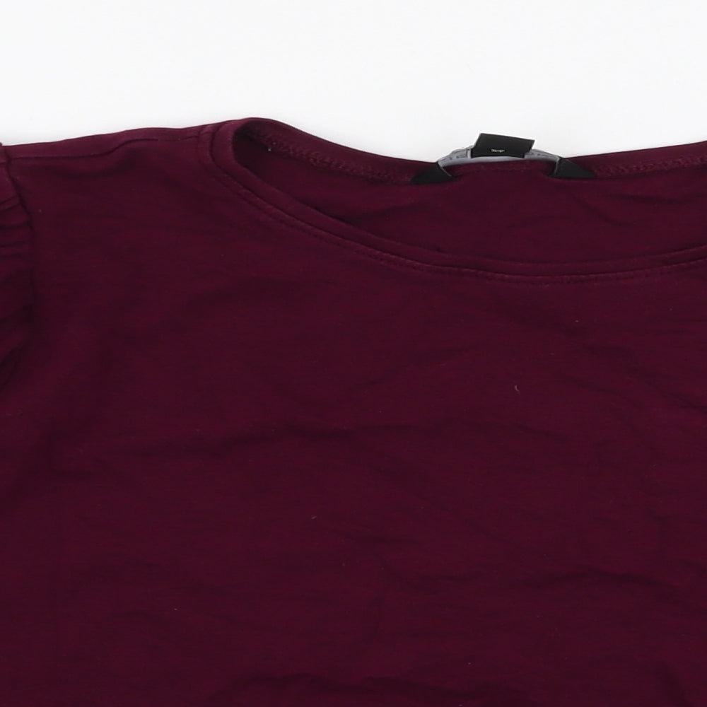 New Look Womens Purple  100% Cotton Cropped Blouse Size 10 Round Neck