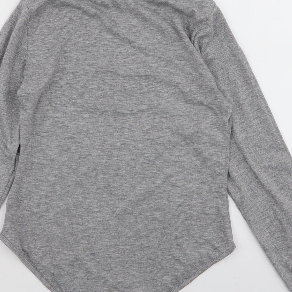 PRETTYLITTLETHING Womens Grey  Viscose Bodysuit One-Piece Size 12  Snap