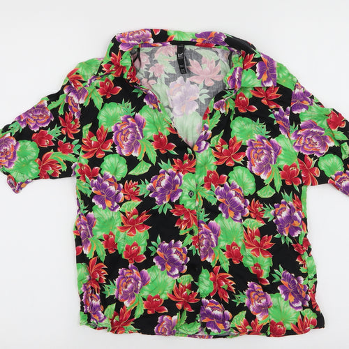 Zara Womens Multicoloured Floral Viscose Basic Blouse Size XS Collared