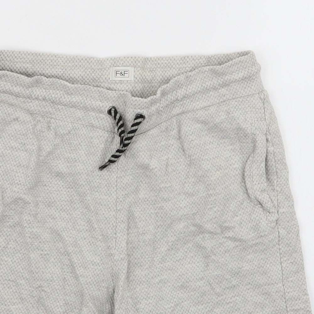 F&F Boys Grey  Cotton Sweat Shorts Size 12-13 Years  Regular Drawstring