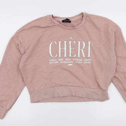 New Look Womens Pink  Cotton Pullover Sweatshirt Size 10  Pullover - Cheri