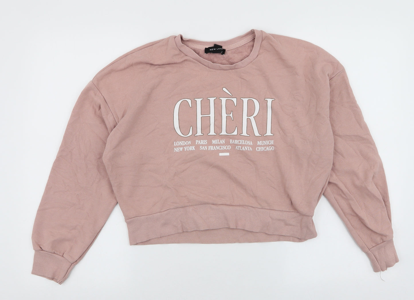 New Look Womens Pink  Cotton Pullover Sweatshirt Size 10  Pullover - Cheri