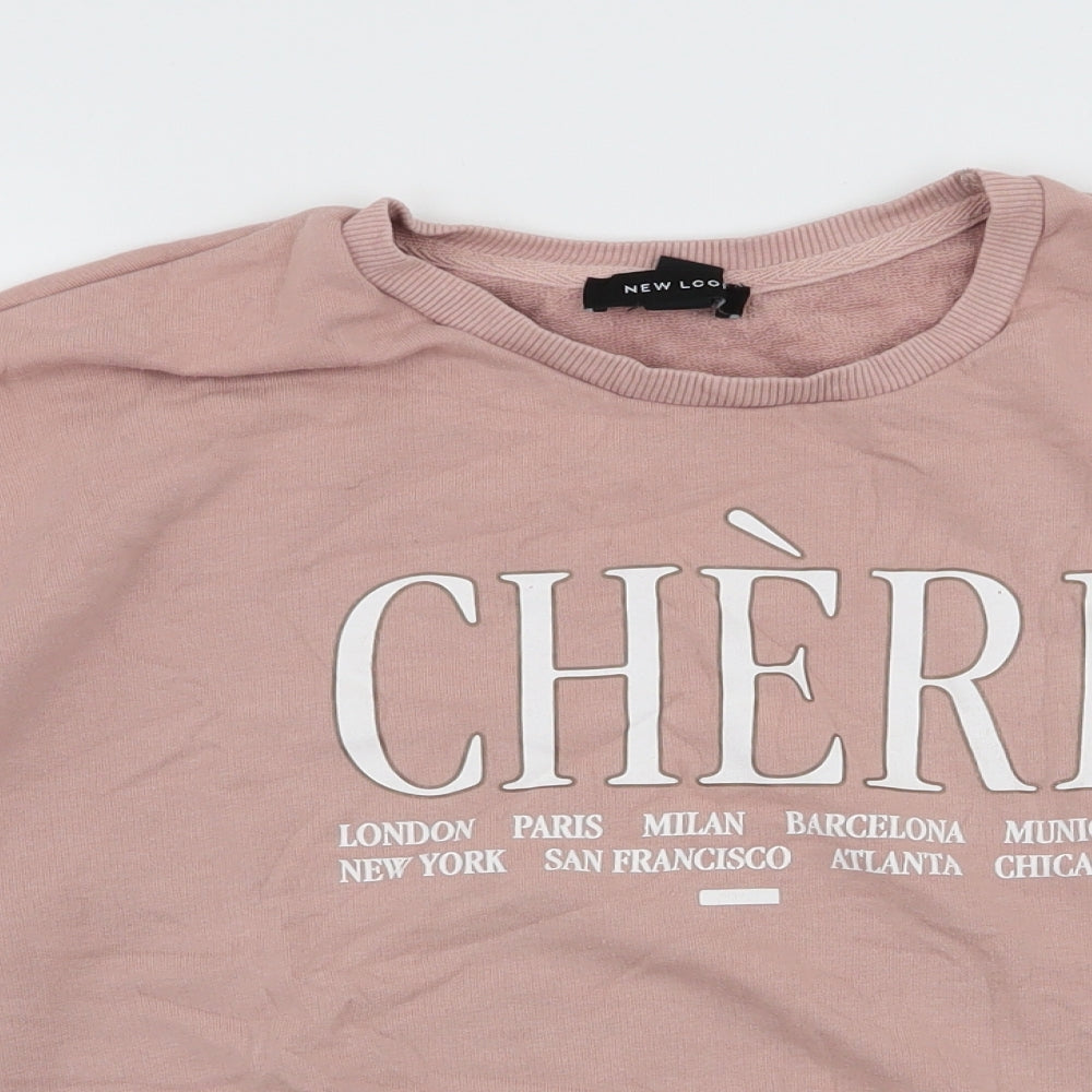 New Look Womens Pink  Cotton Pullover Sweatshirt Size 10  Pullover - Cheri