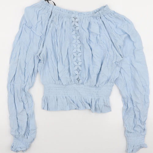 H&M Womens Blue  Viscose Basic Blouse Size 8 Off the Shoulder