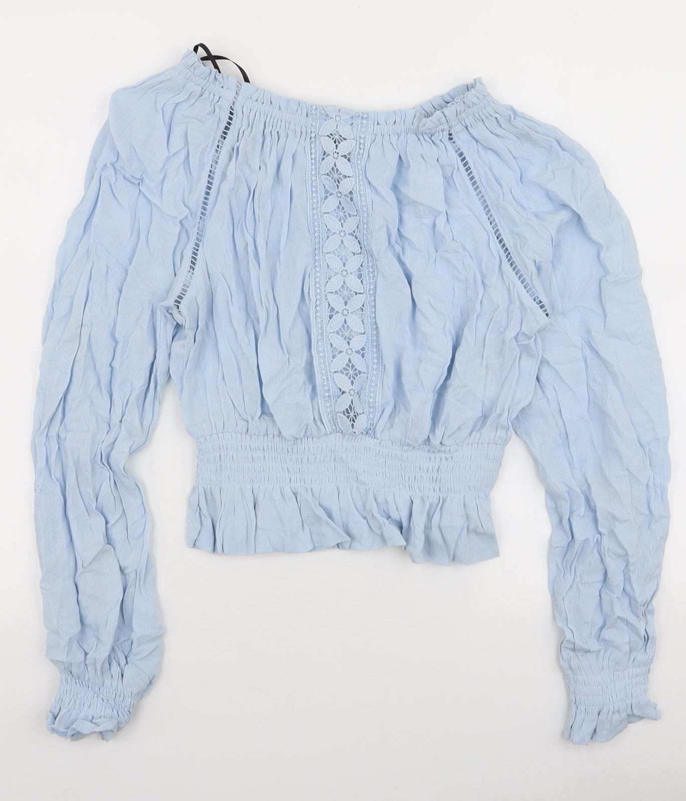 H&M Womens Blue  Viscose Basic Blouse Size 8 Off the Shoulder
