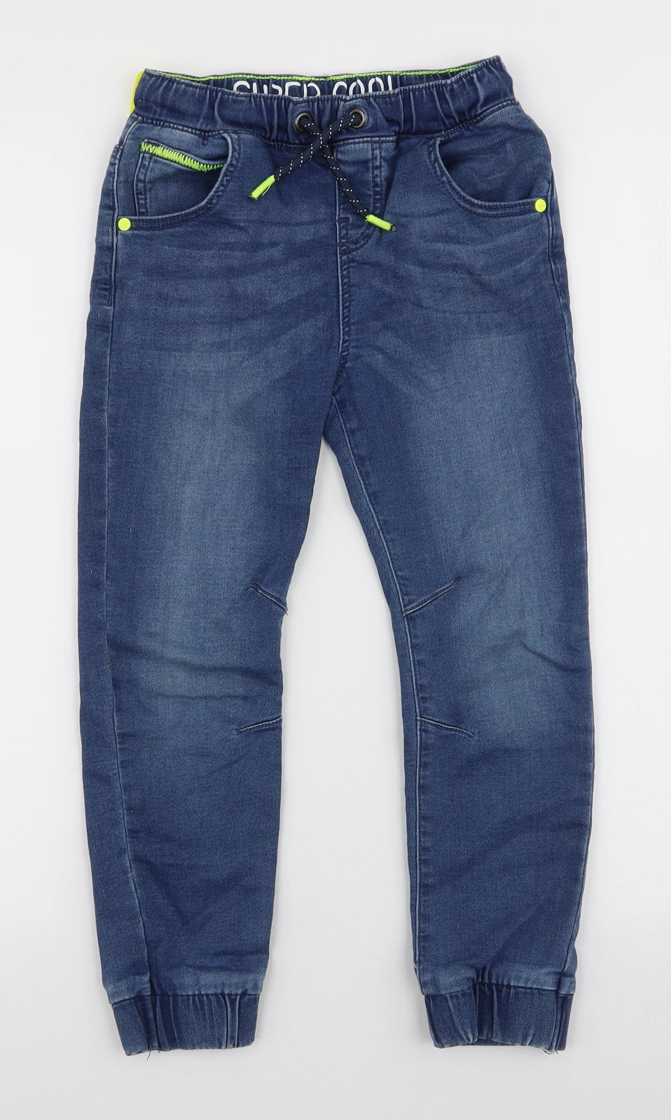 F&F Boys Blue  Cotton Skinny Jeans Size 6-7 Years  Regular Drawstring
