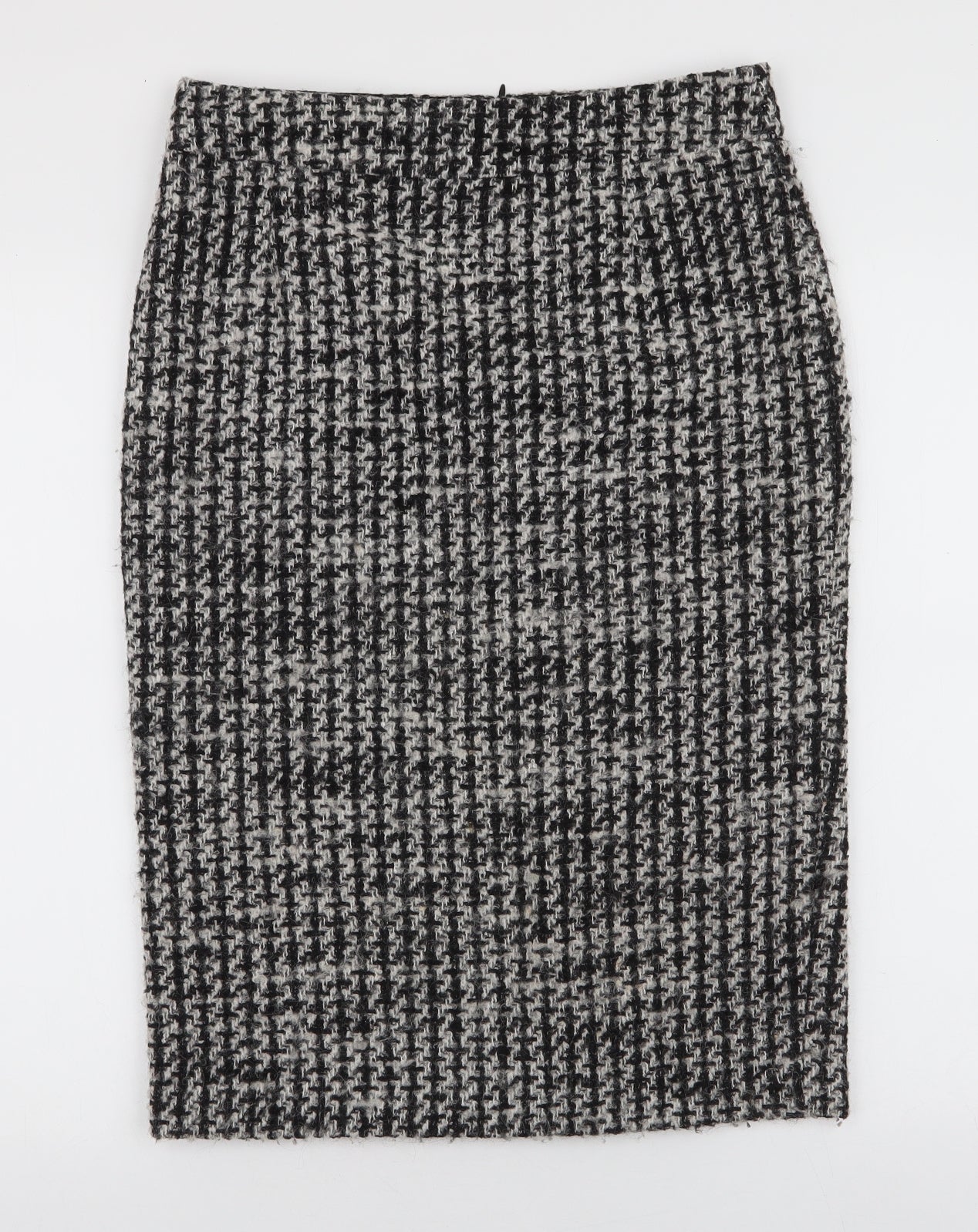 Marks and Spencer Womens Black Geometric Wool Straight & Pencil Skirt Size 8   Zip
