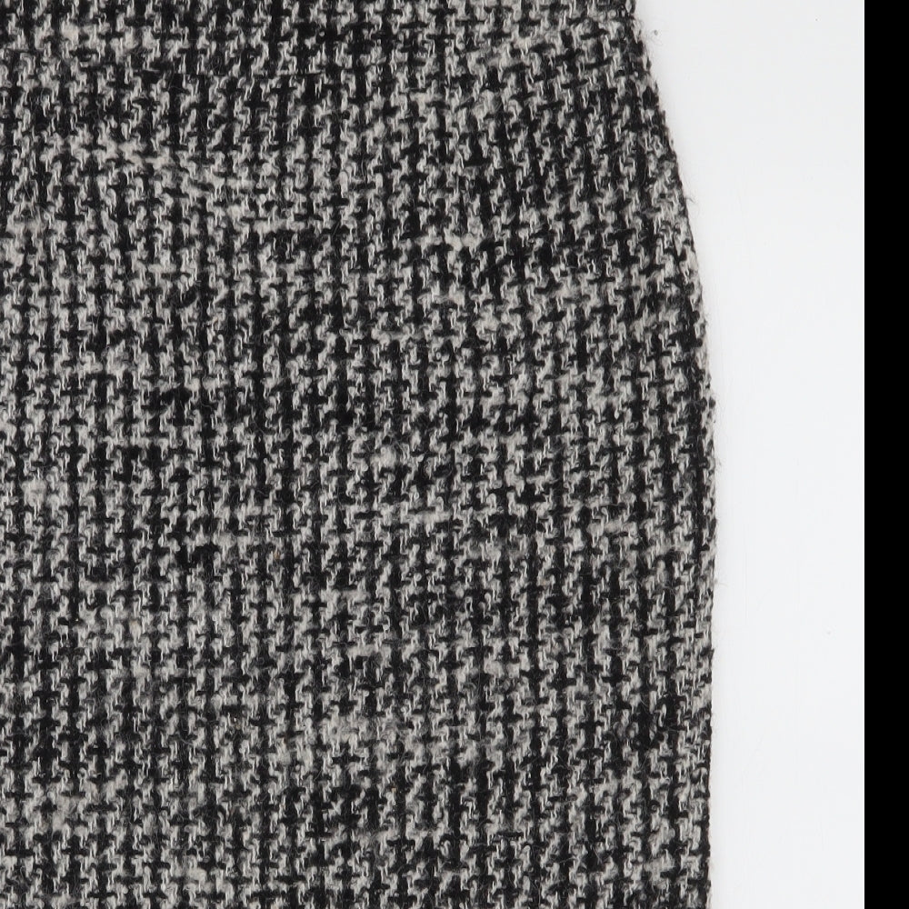 Marks and Spencer Womens Black Geometric Wool Straight & Pencil Skirt Size 8   Zip