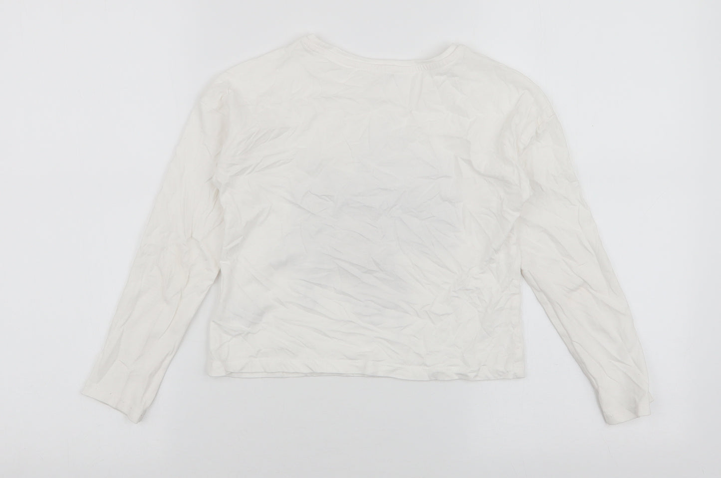 Dunnes Stores Girls White  100% Cotton Jersey T-Shirt Size 8-9 Years Round Neck Pullover - New York