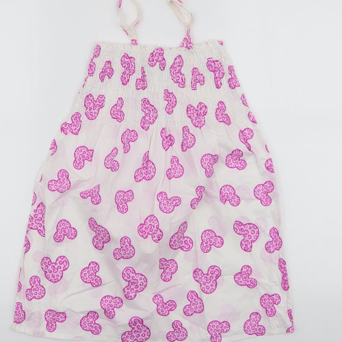 Disneyland Resort Girls White  100% Cotton A-Line  Size S  Square Neck Pullover - Disneyland resort Minnie Mouse
